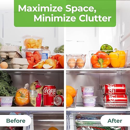 Miniatura 3 de Greenco Refrigerator Organizers and Storage - Clear Fridge Organizer Bins Set, Shatterproof Plastic with Easy-Grip Handles, Stackable Kitchen