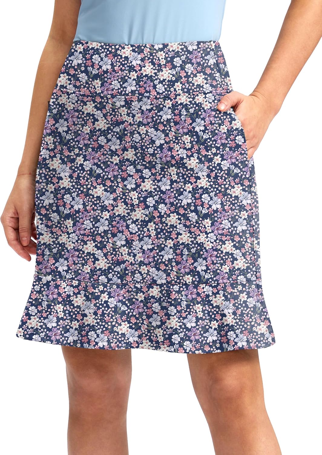 Viodia 20" Knee Length Skorts Skirts for Women with Pockets High Waisted Athletic Tennis Golf Skort for Casual Summer