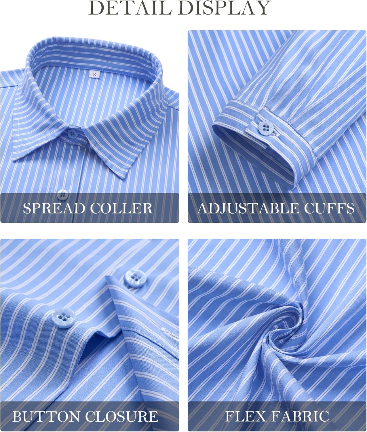 Striped Button Down Shirts for Women Dress Shirt Slim Fit Long Sleeve Casual Collared Work Blouse Y2K Fall Outfits - Image 5