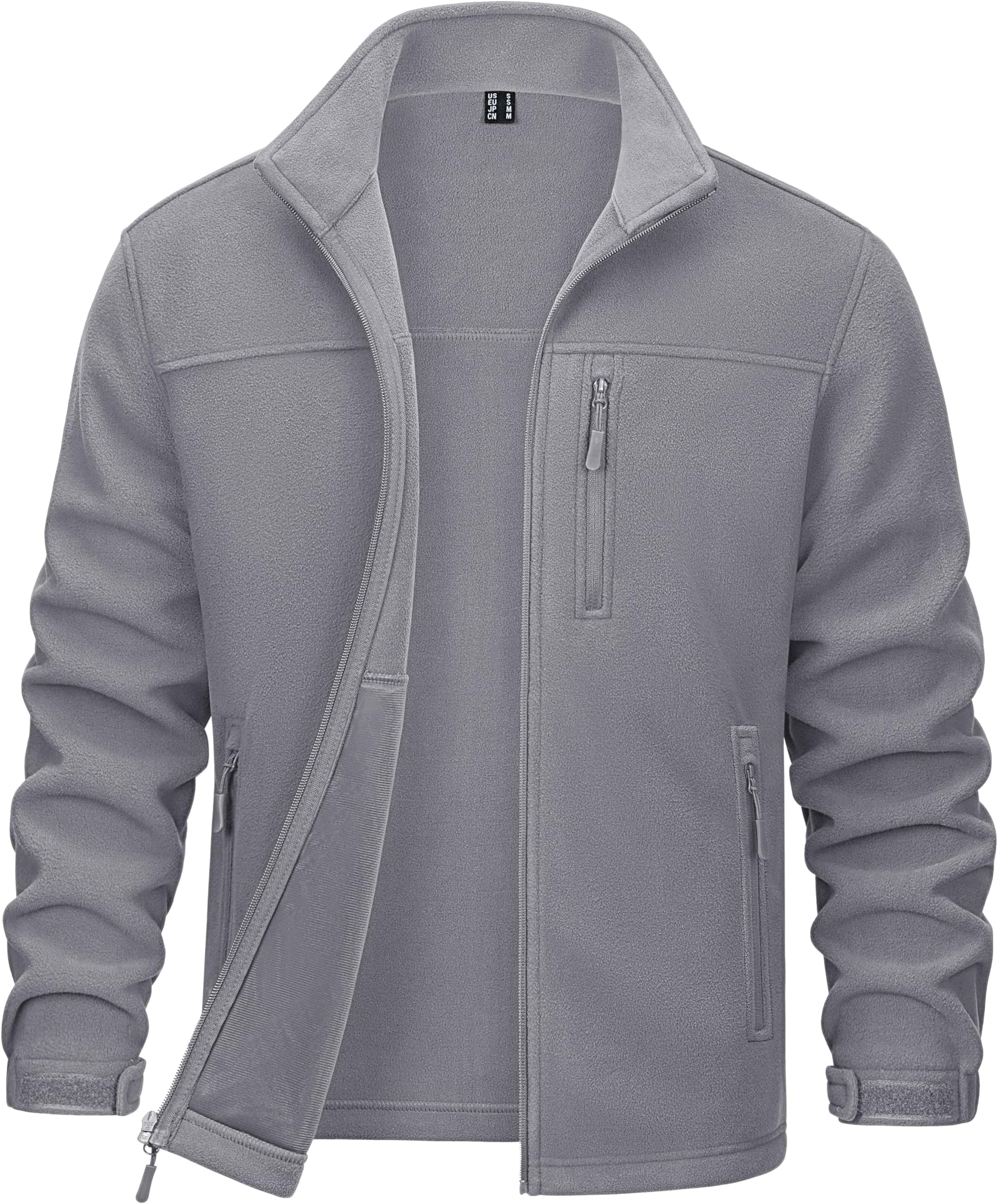 MAGCOMSENMen's Winter Zip Up Polar Fleece Jacket Athletic Tactical Hiking Outdoor Jackets with 3 Pockets