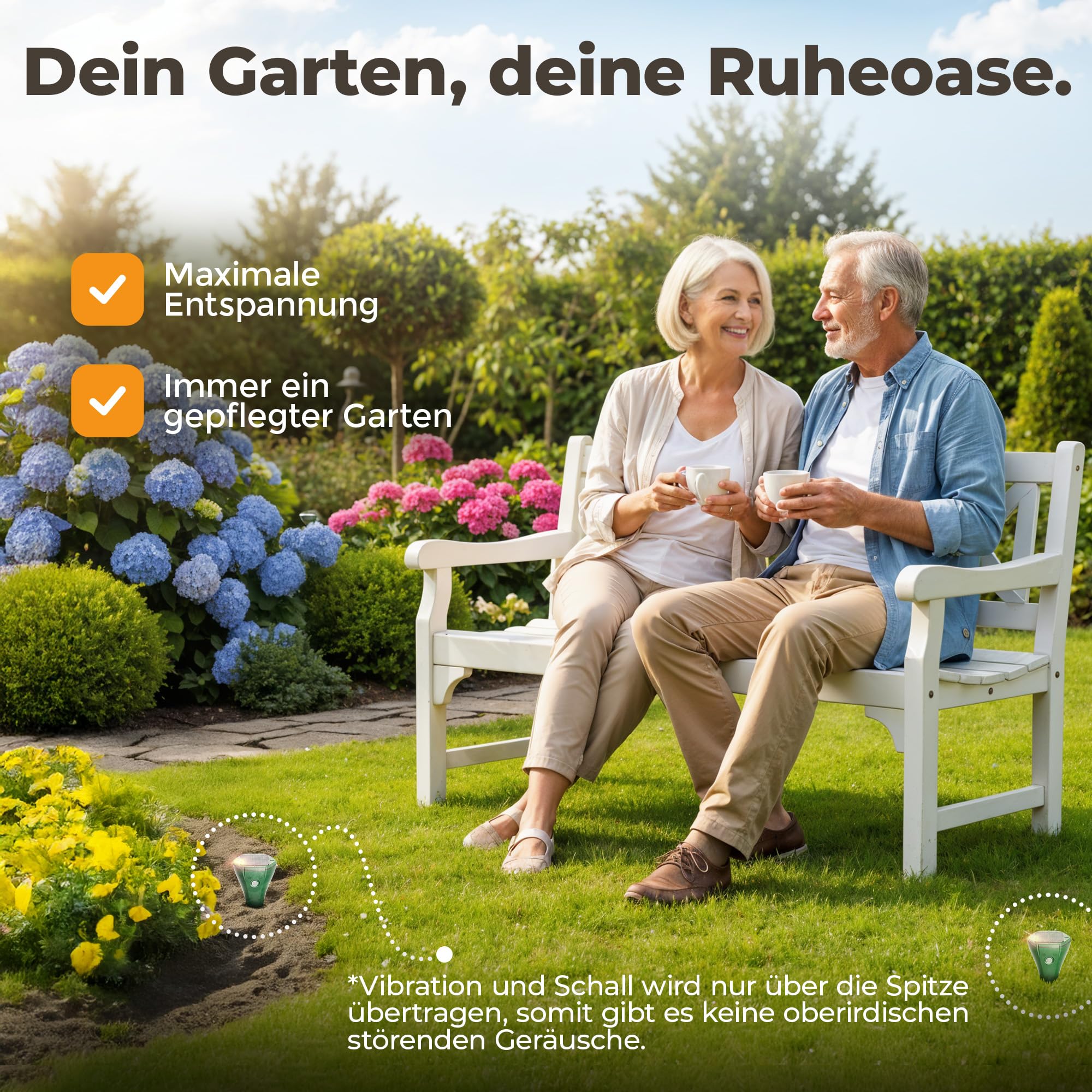 EdenGardens SOLAR MOLE PRO Maulwurf Vertreiber bestes Mittel gegen Wühlmäuse & Maulwurf - Maulwurfschreck Maulwurfvertreiben (4er Set)