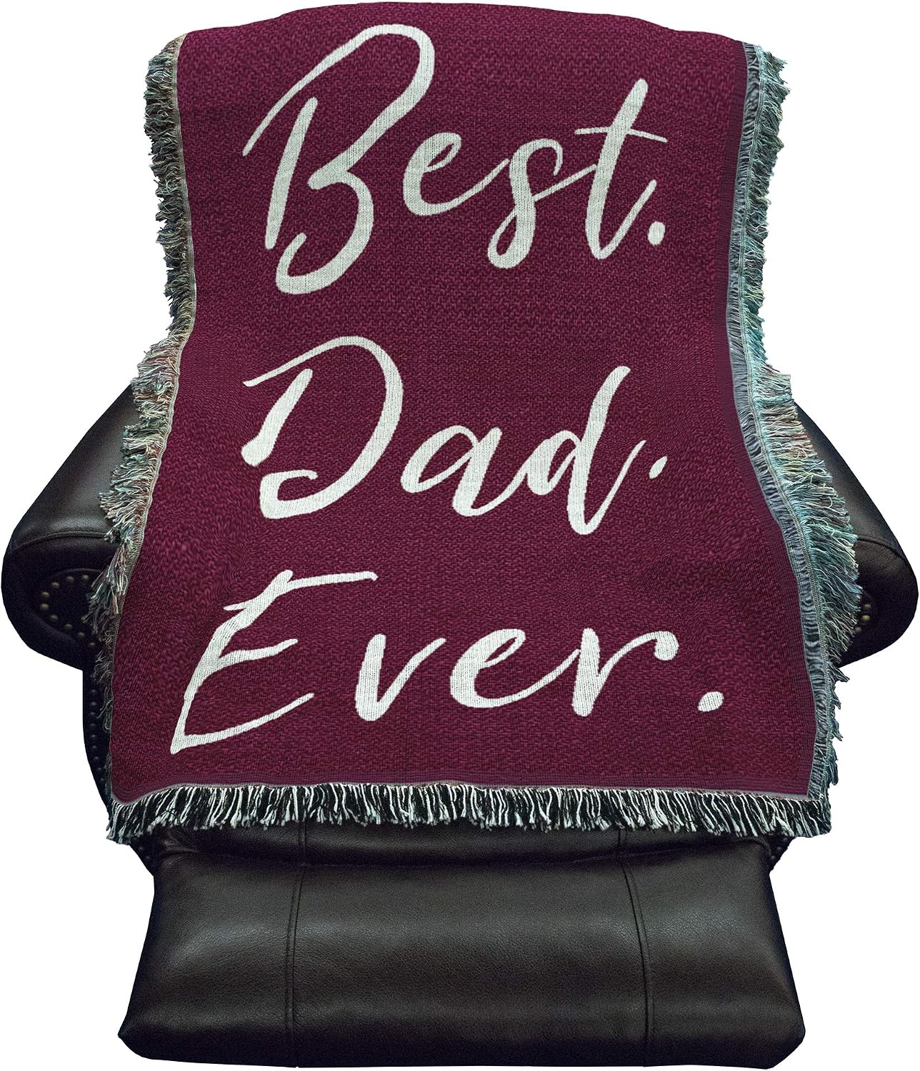 Pure Country Weavers Best Dad Ever Blanket Wine - Gift Tapestry Throw for Back of Couch or Sofa - Woven from Cotton - Made in the USA (61x36)