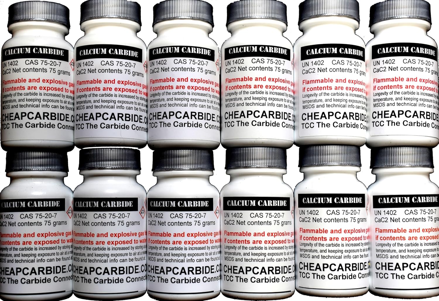 Calcium Carbide 75 Grams Laboratory Grade Pea Size (12)