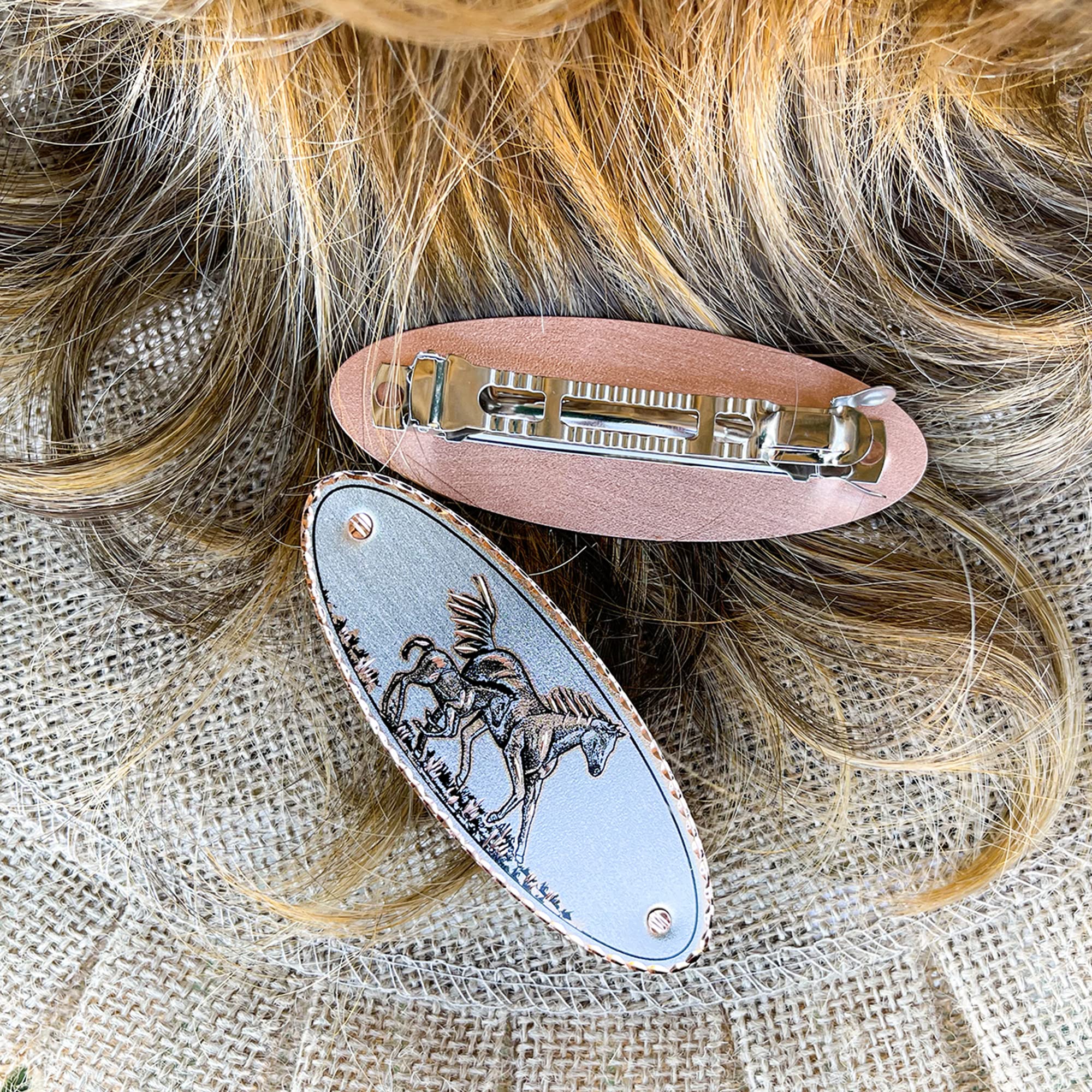 Amazon.com : Handcrafted Copper Horse & Foal Hair Barrette  display picture 1