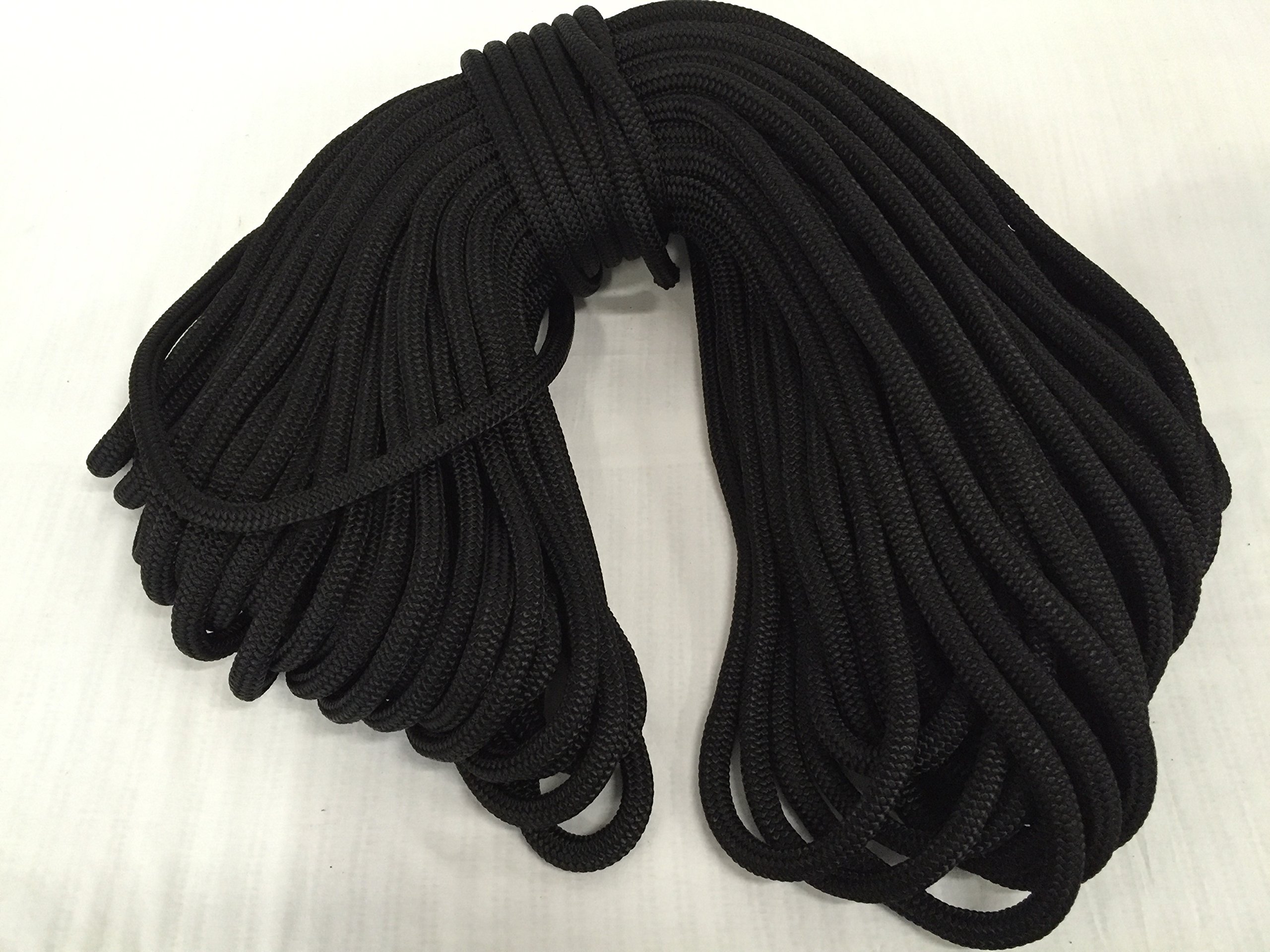 5/8 Inch by 200 Feet Black Double Braid Nylon Rope, Made in The USA