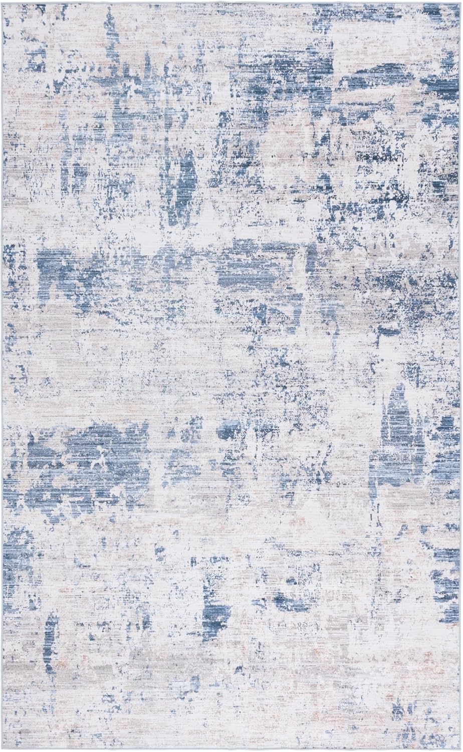 SAFAVIEH Washable Rug Malibu Collection - 5' x 8', Beige & Blue, Slip Resistant & Easy Cleaning, Ideal for Living Room, Bedroom, Home Office, Nursery, Kids Playroom, Dining Space (MBU944B)