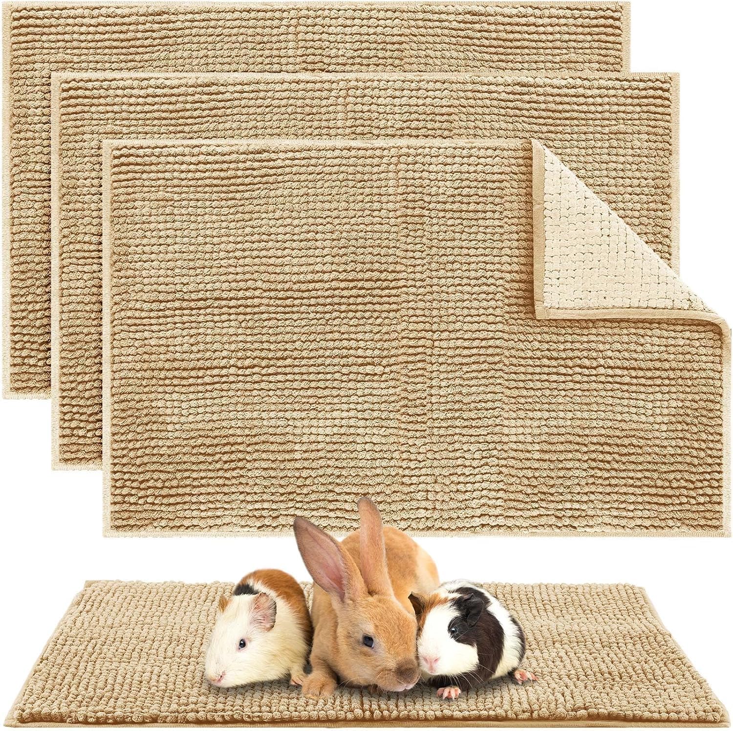 4 Pcs Guinea Pig Cage Liner Washable Fleece Pee Pads Pet Dog Cat Bedding Training Mat for Small Animal Guinea Pig Puppy Bunny Hamster