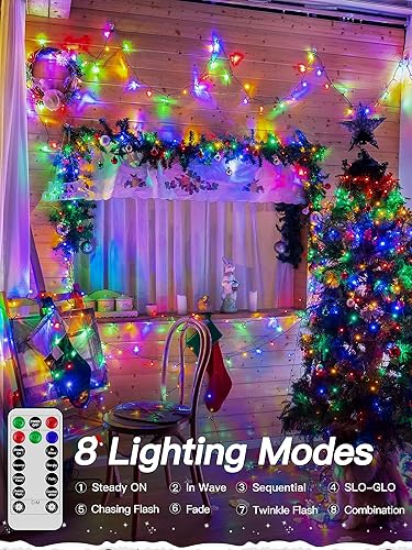 Miniatura 3 de 200 luces LED de Navidad de 66 pies, luces de hadas para decoración navideña (multicolor)