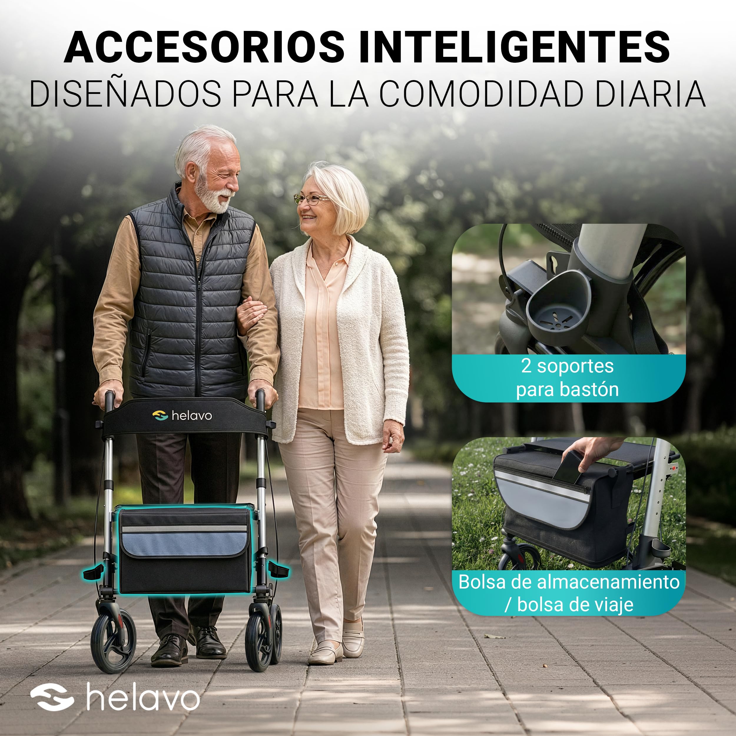 Helavo andador para ancianos - Caminadores de aluminio plegables para mayores