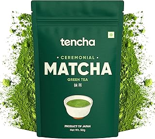 Tencha Ceremonial Matcha | Japanese Matcha Green Tea Powder | Sourced from Shizouka, Japan | Vegan | No Artificial Sweeteners | 50 GM, Pack of 1