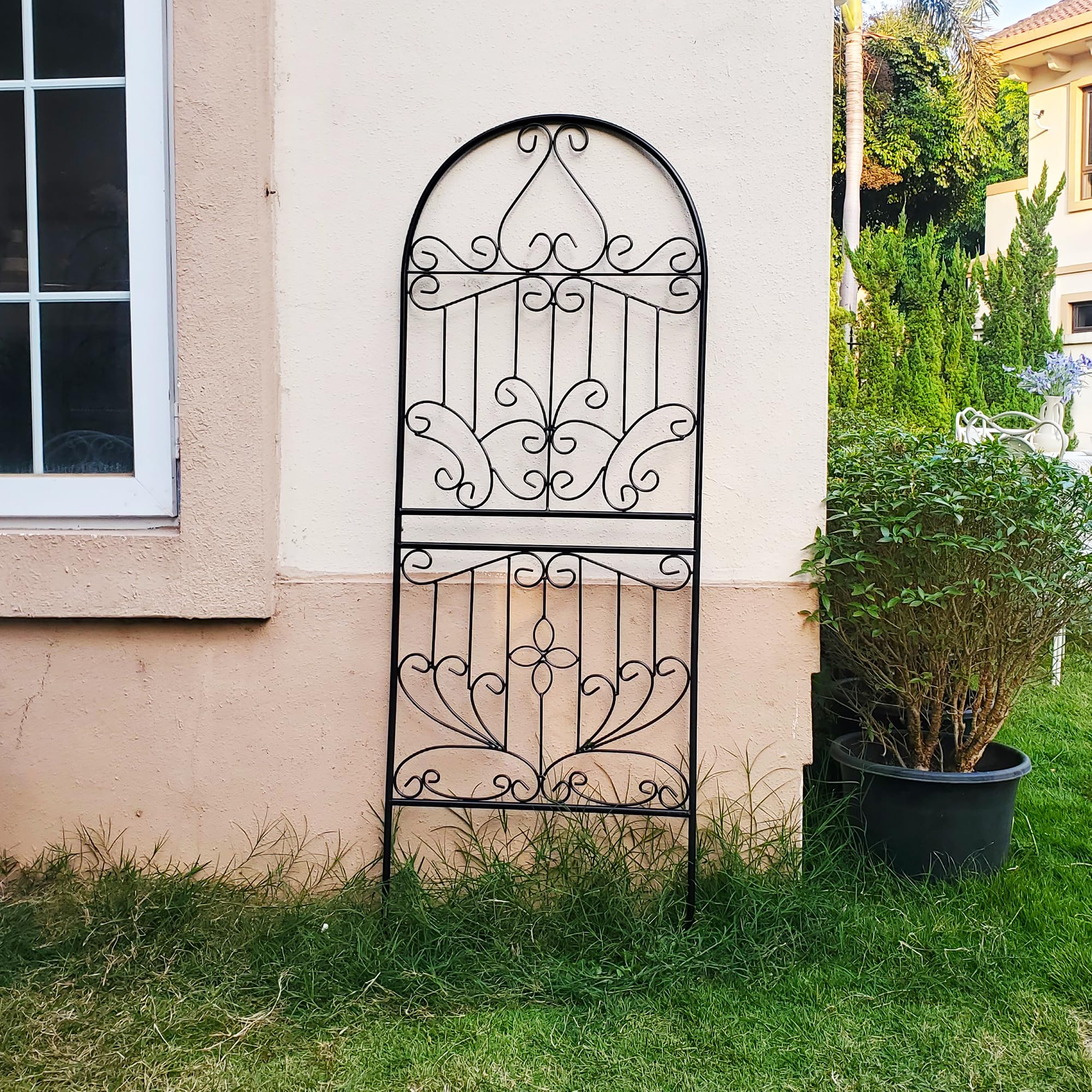 GARDEN 1 x kratka ogrodowa do pnączy i roślin pnących na świeżym powietrzu, 150 cm x 56 cm x 1,3 cm, czarna kratka ogrodowa do pnących roślin pnących na świeżym powietrzu, do róż