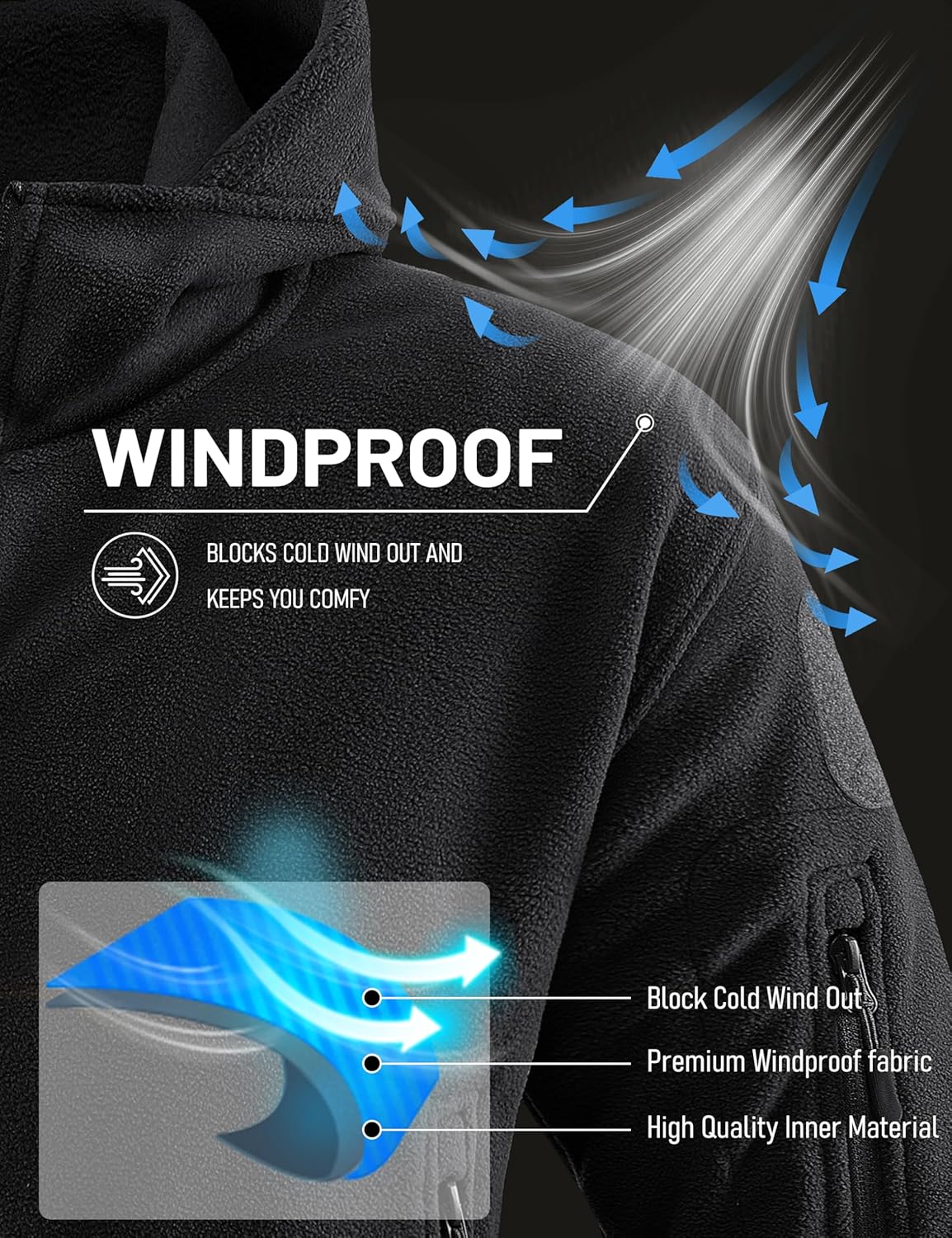 TACVASEN Tactical Jacket for Men Fleece Jackets Full Zip Military Hoodies Windproof Warm Winter Coat Outdoor Hunting - Image 3