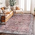 Rugshop Multi Transitional Distressed Oval Area Rug — Machine Washable & Non‑Slip, 5' X 7' Oval for Living Room, Bedroom and Entryway