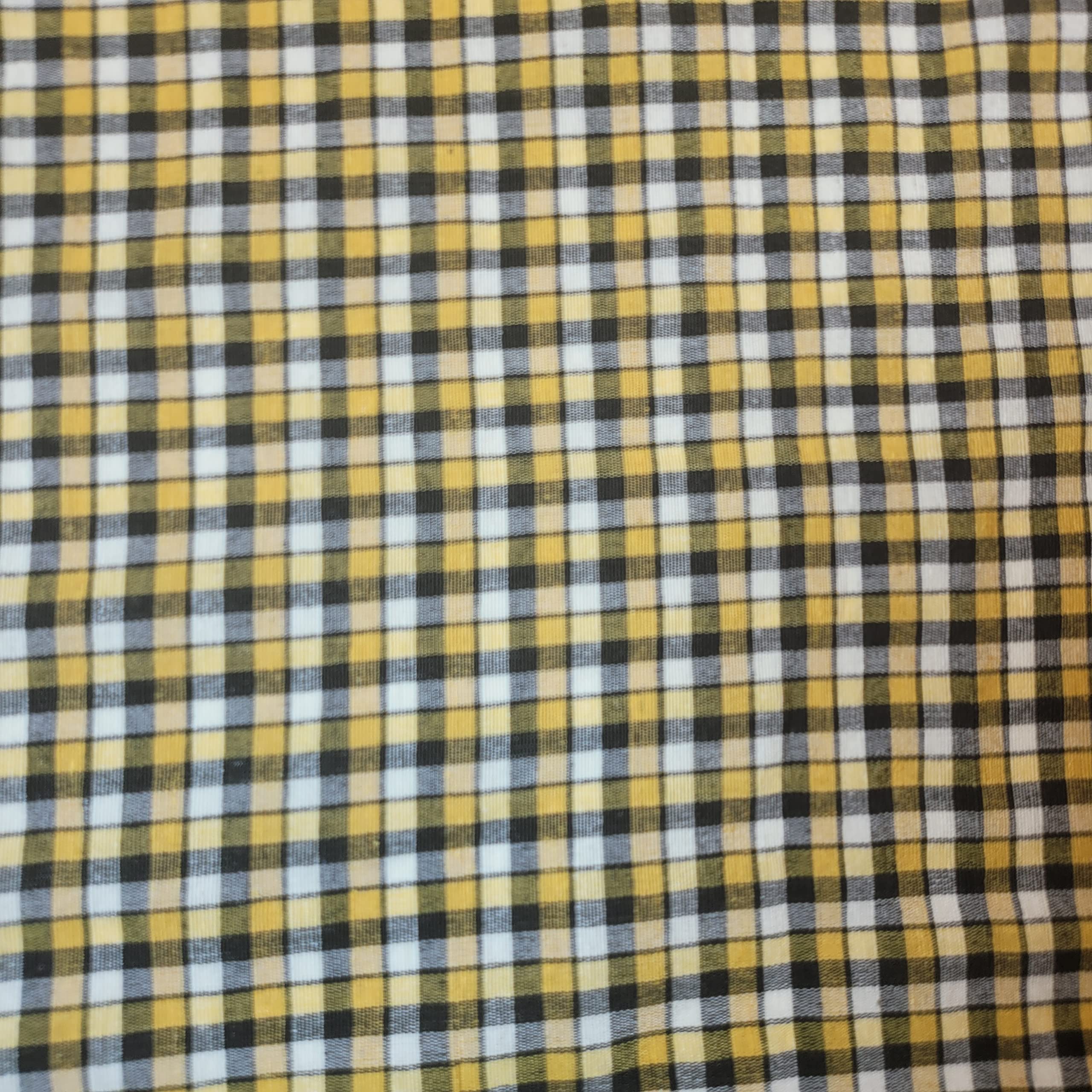 Lniana tkanina w kratkę w kratkę w kratę Khadi miękka tkanina lniana w kratkę tkanina Vichy 107 cm E (5 m, musztardowo-czarno-biała (1/8 cala)