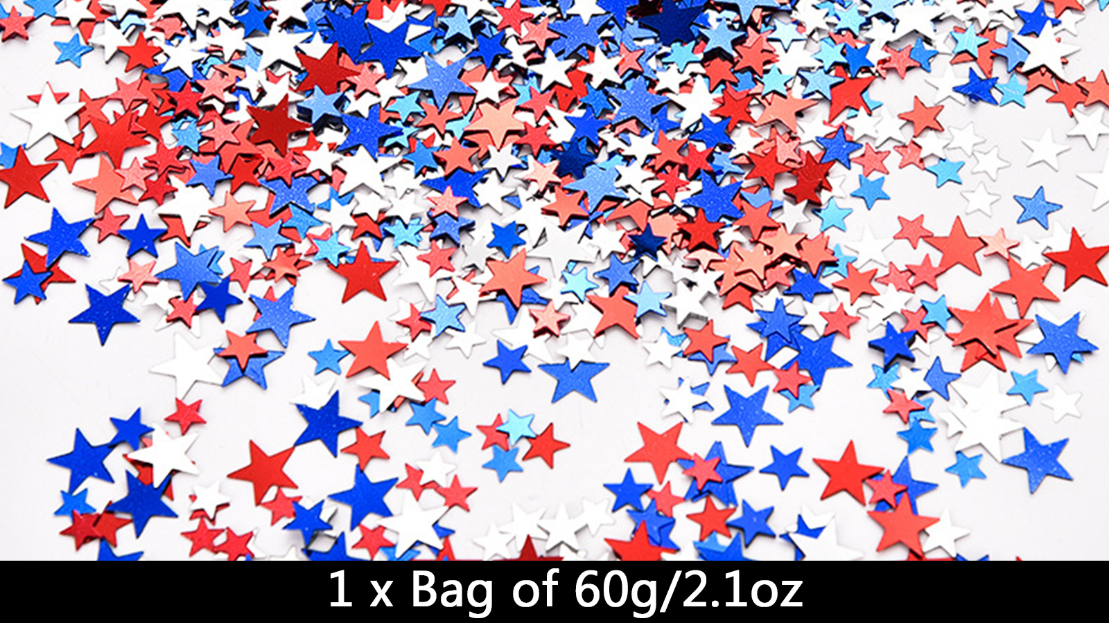 Image of 60g /2.1oz Patriotic Star Confetti - Bulk Red, White, and Blue Metallic Foil Twinkle Stars Sequins for 4th of July Celebration, Memorial Day, Veterans Day, Election Party Table Decorations