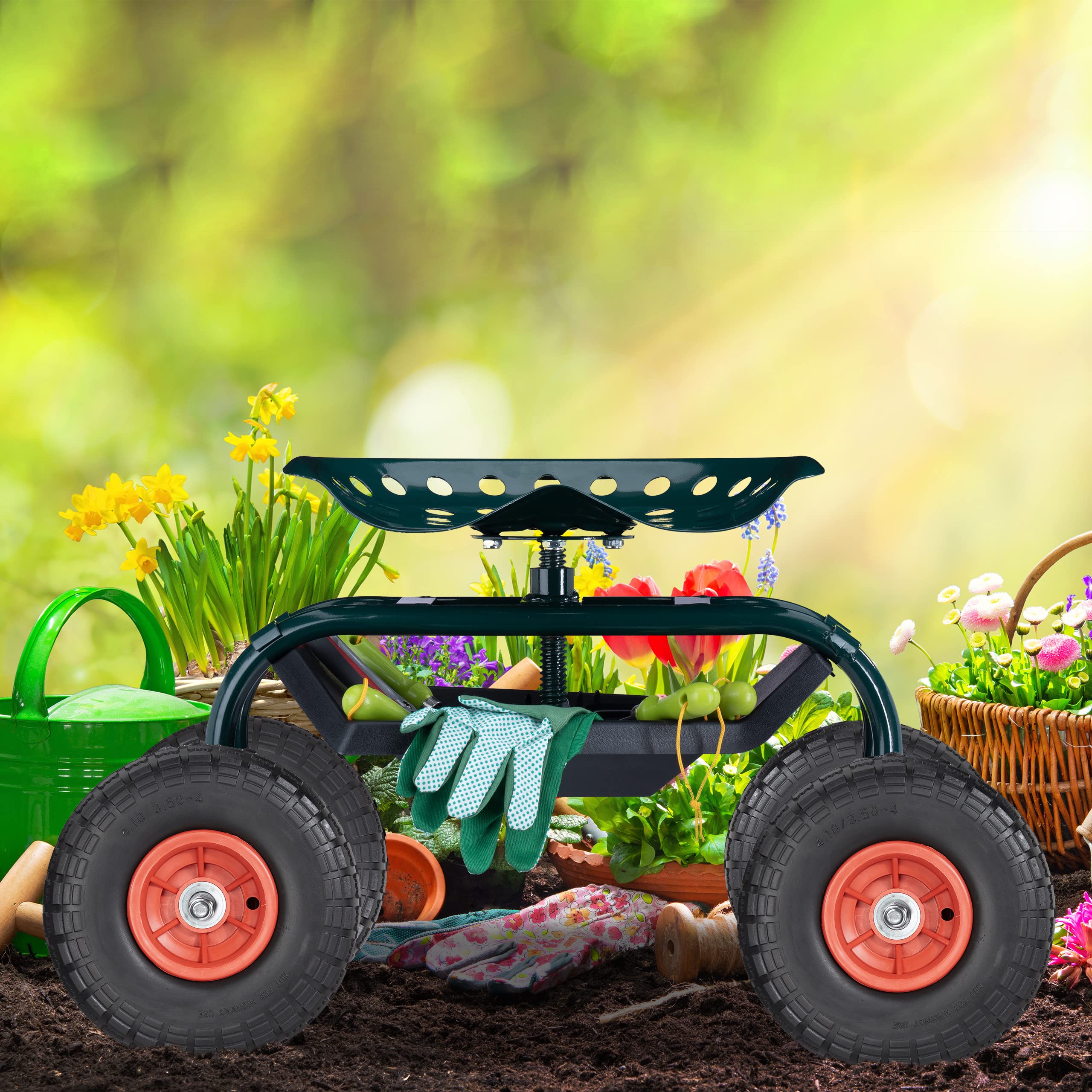 Relaxdays 2X Sackkarrenrad, pannensichere Vollgummireifen, 4.1/3.5-4", 16 mm Achse, bis 150 kg, 260x85 mm, schwarz-rot