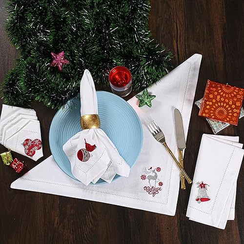 Miniatura 26 de Servilletas de lino y algodón de 18 x 18 pulgadas natural con vainica, servilletas de boda, servilletas de cóctel, servilletas de tela, servilletas