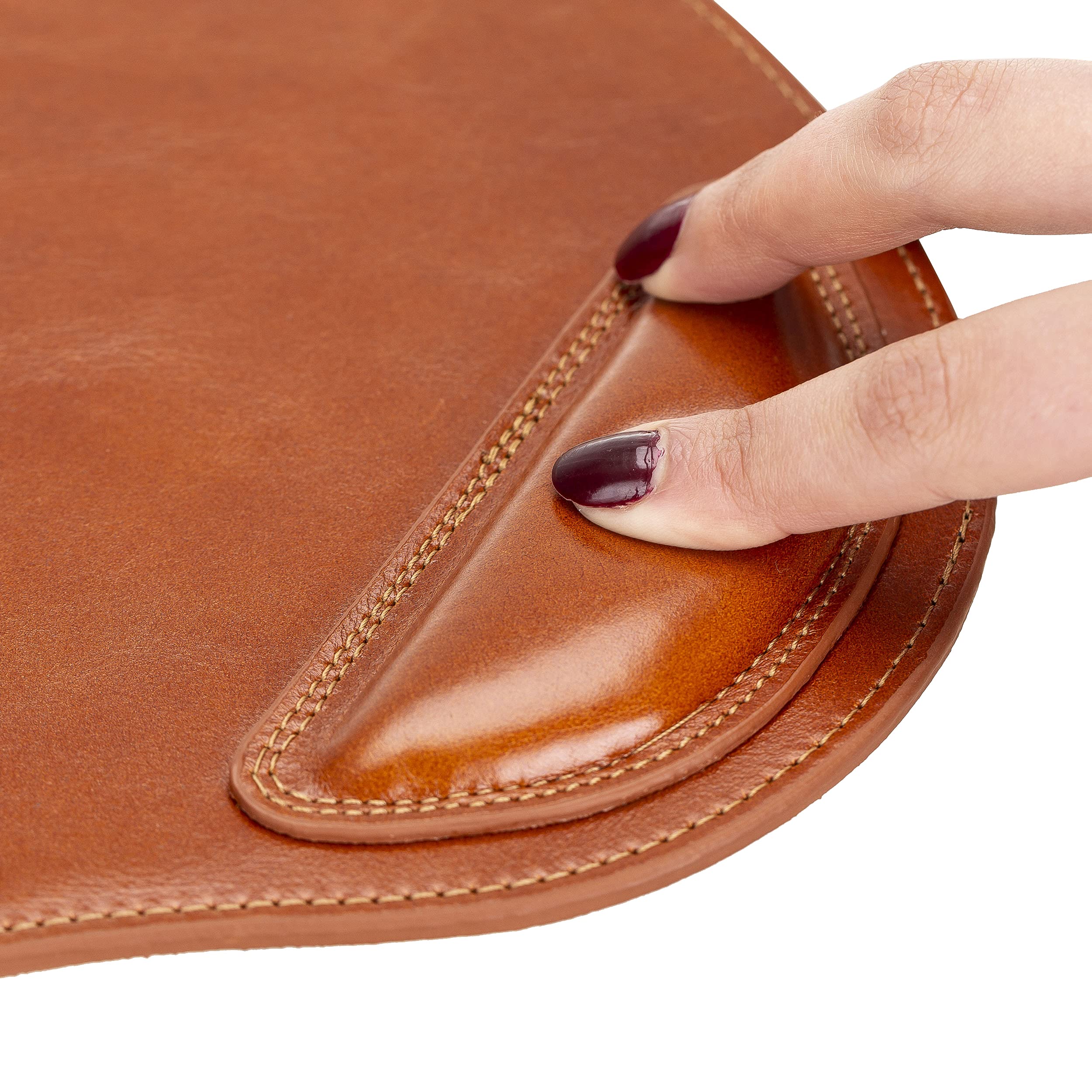 Solo Pelle - Hochwertiges Leder Mauspad mit Handgelenkauflage - Mousepad aus echtem Leder - Unterlage für Computermaus - Leather Pad - Handarbeit Made in Europa (Cognac Braun)