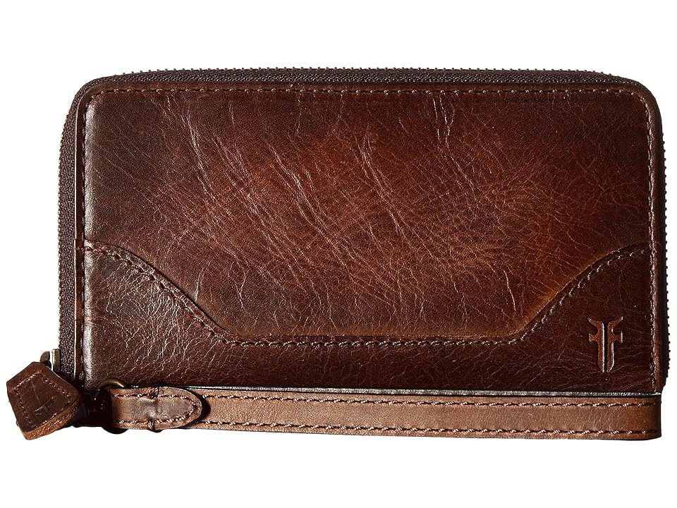 

Frye Melissa Zip Phone Wallet (Dark Brown Antique Pull Up) Wallet Handbags