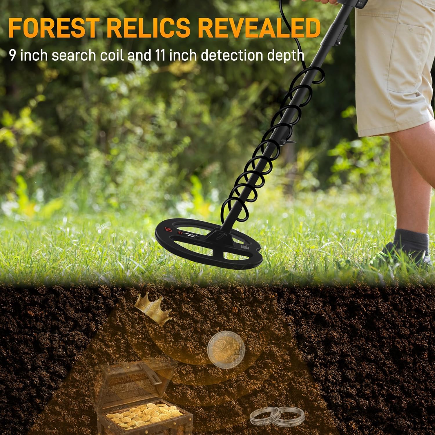 Rechargeable Metal Detector Gold and Silver Finder Kit for Adults Professional Waterproof,Suitable for Underwater and Beach Use