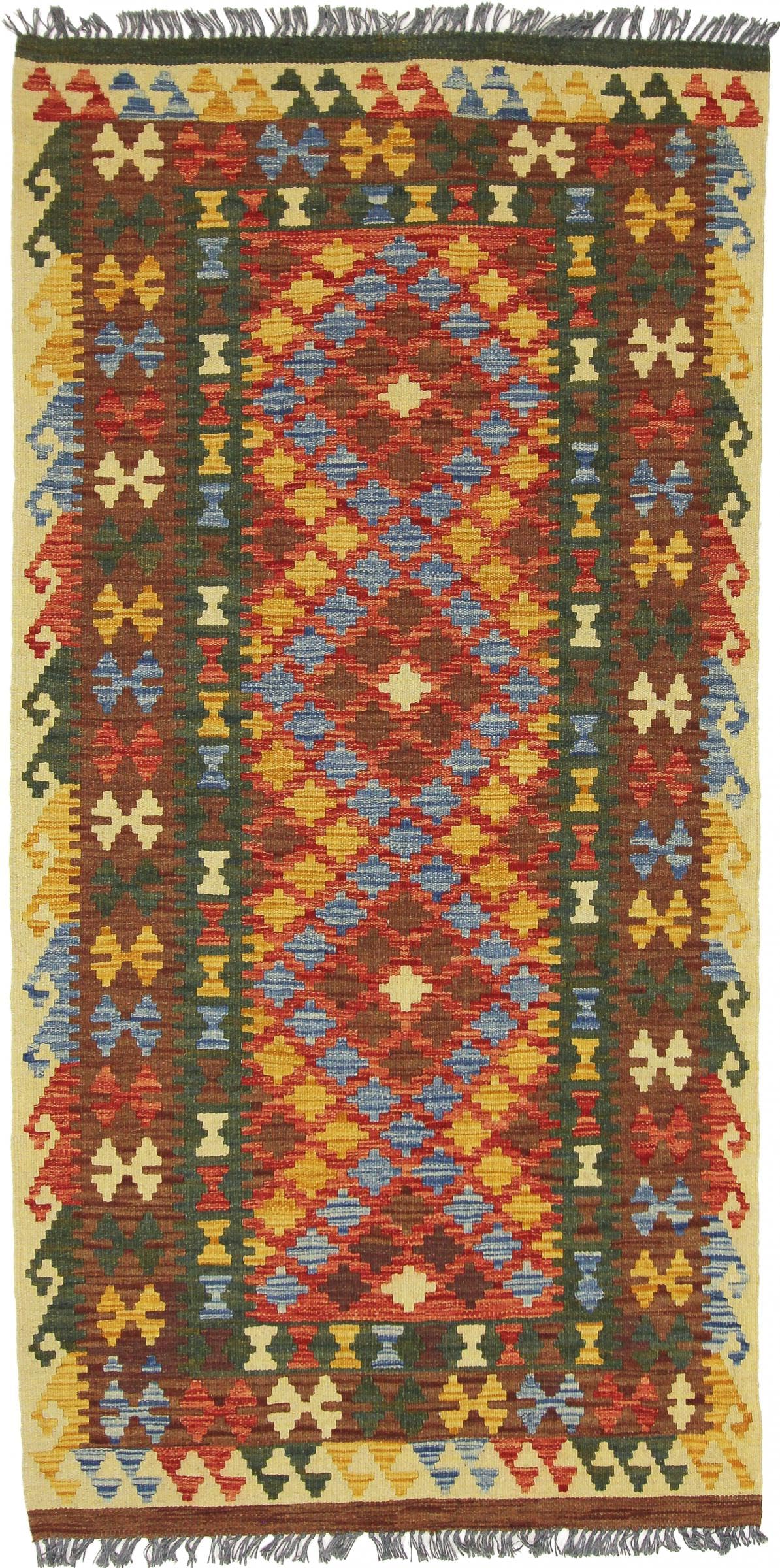 Kilim Afghan 101x203 cm, le tapis de course en laine idéal pour réchauffer un couloir moderne