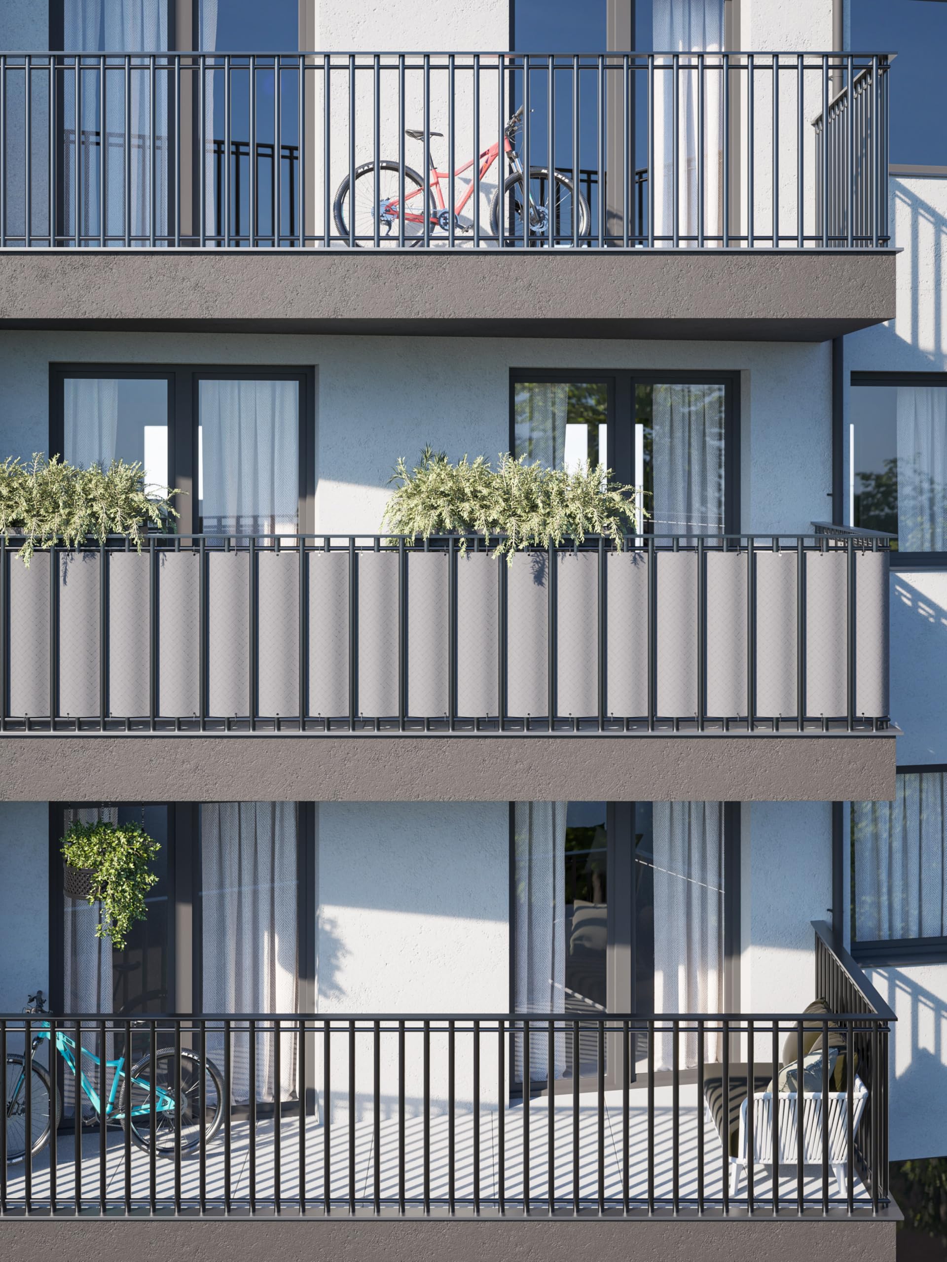 COVER IT Frangivista per Balcone Premium 240 g/m² 80 x 700 cm – Schermo Privacy Grigio