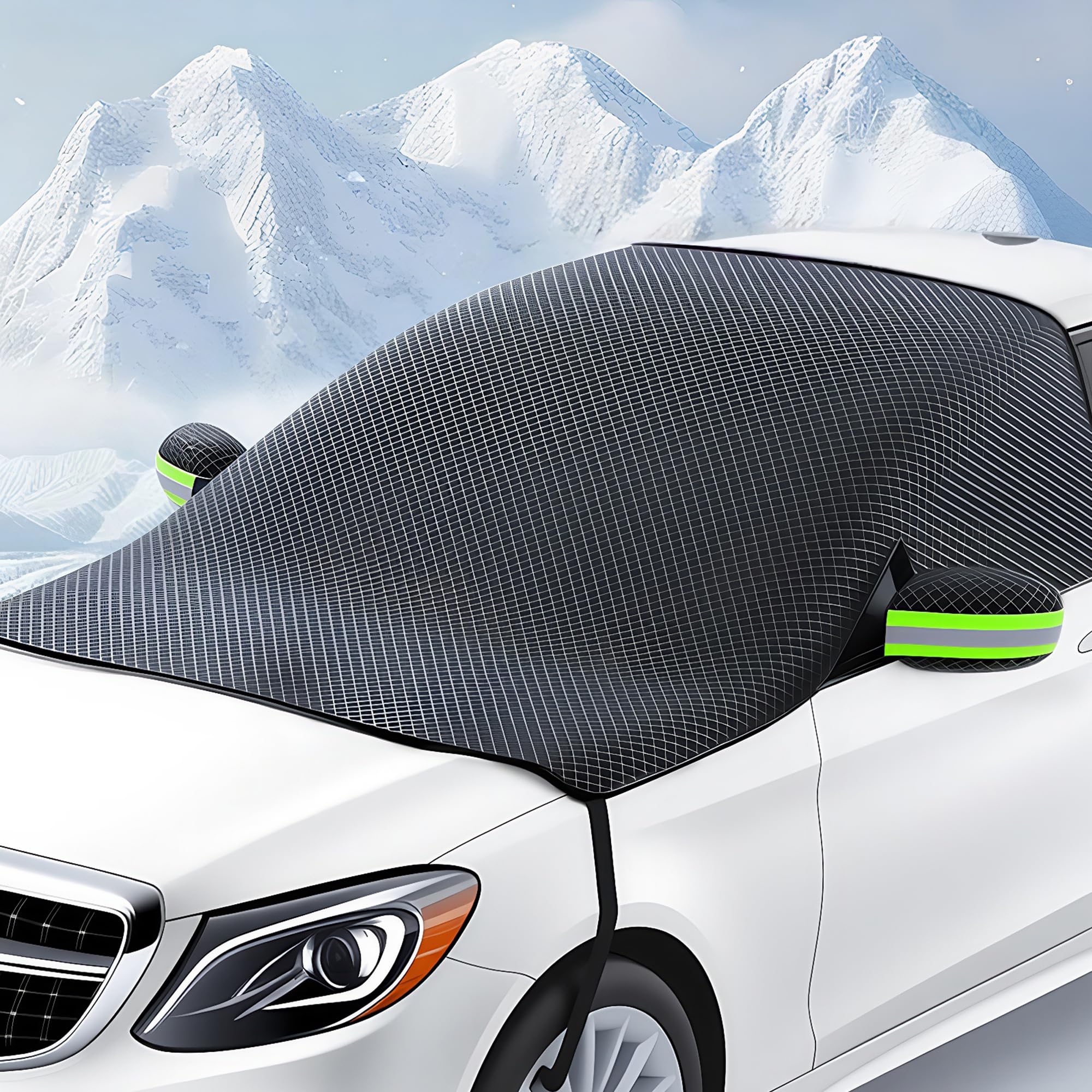 Copertura per Parabrezza Auto Copri Parabrezza per Auto Copertura Protettiva Resistente all'Acqua Neve Polvere Ghiaccio Gelo UV,Formato Flessibile per SUV Camion Auto Grande o Piccolo