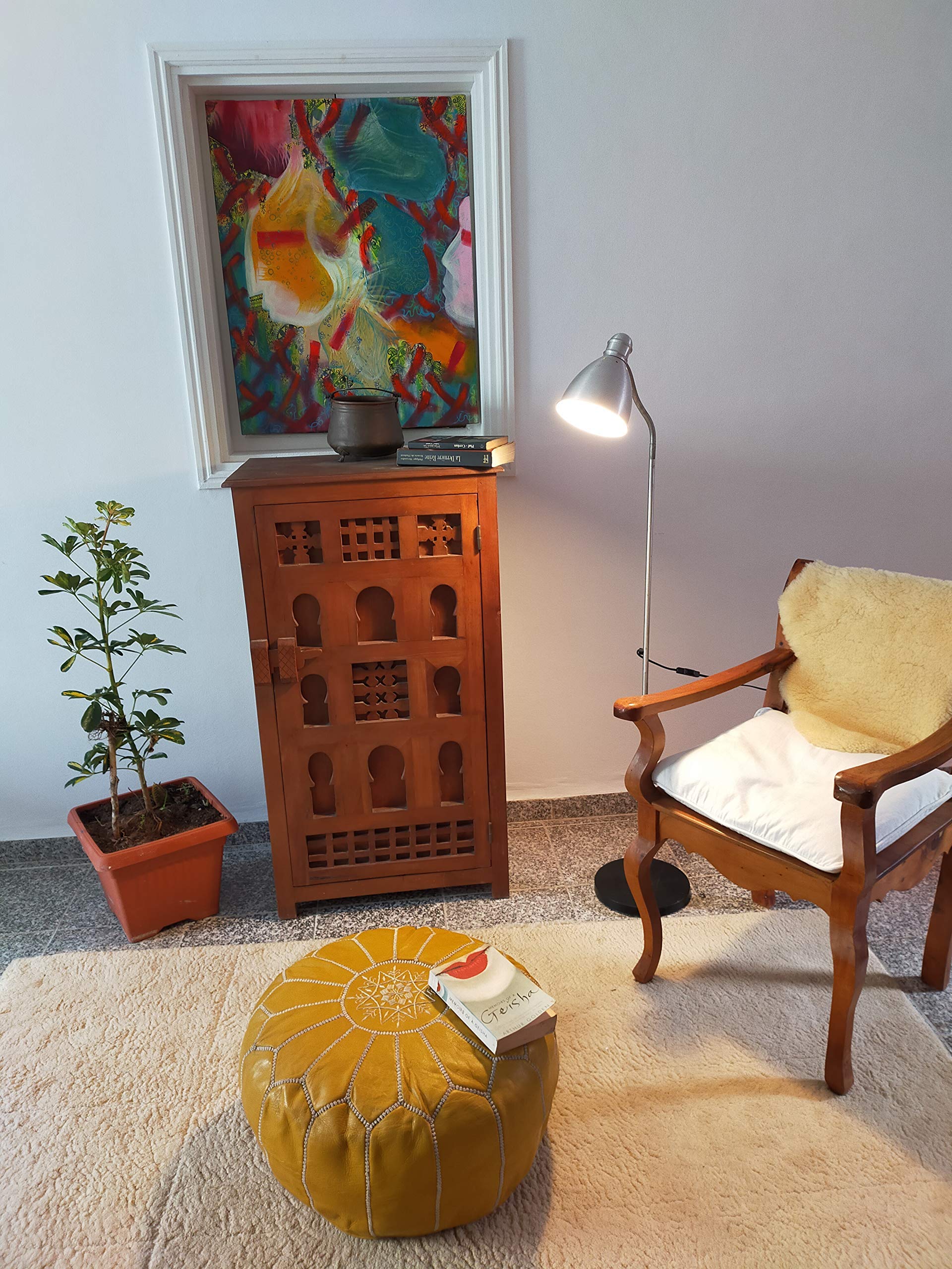 Pouf Artisanal Marocain en Cuir Véritable Fait Main,original Pouf,Cuir authentique,Ottoman pouf,100% vrai pouffe en cuir naturel