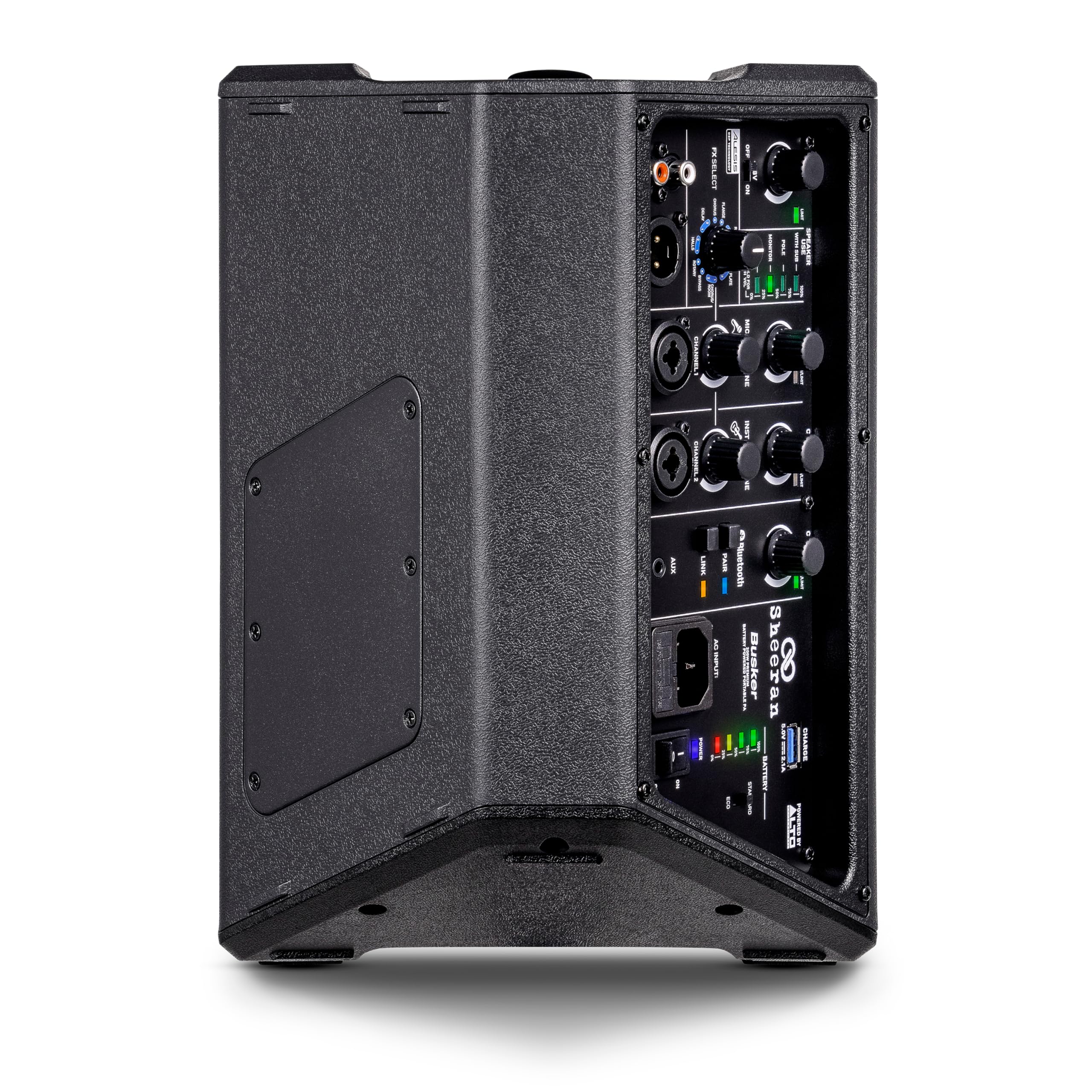SHEERAN Special Edition Busker - PA portatile da 200 W con batteria ricaricabile, Bluetooth, mixer a 3 canali, effetti Alesis, app, ricarica USB