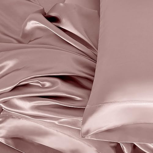 Miniatura 6 de Homiest Juego de sábanas de satén de lujo de 3 piezas con bolsillo profundo, 1 sábana bajera + 1 sábana encimera + 1 funda de almohada (tamaño
