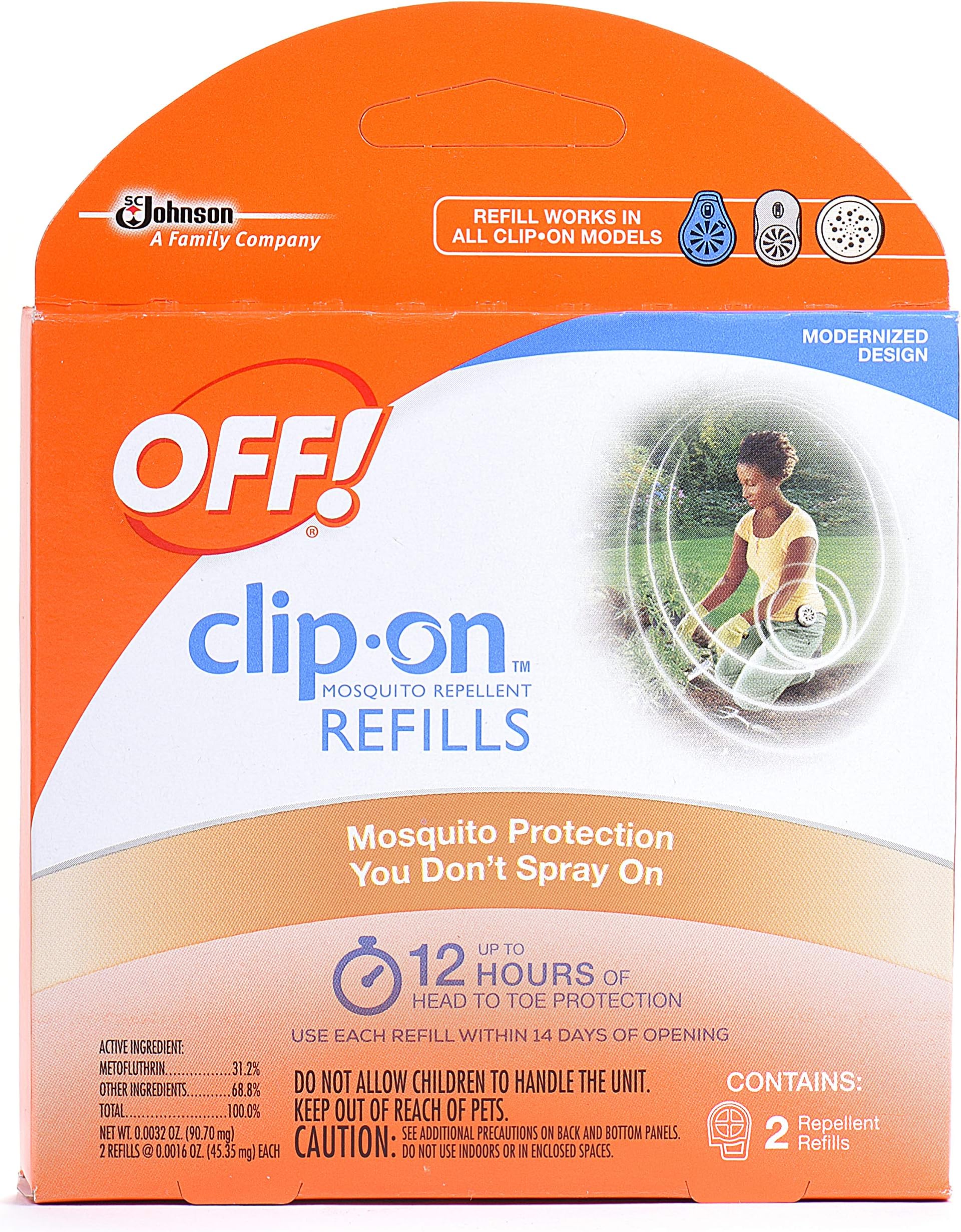 Clip-On Mosquito Repellent Refill, Provides 12 Hours of Protection, 2 Count
