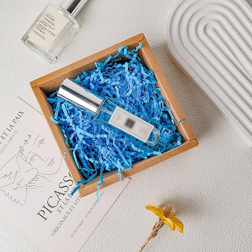Miniatura 7 de TCAIRG - Relleno de papel de corte arrugado azul claro (12 libra) para envolver regalos y rellenar cestas, papel triturado para caja de regalo, caja