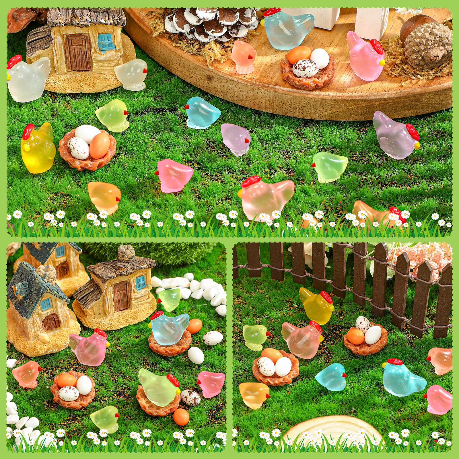 GSrenyu 126-teilige Mini-Harztiere – Leuchtende Figuren (Enten, Frösche, Pandas) Für Deko, Garten & Puppenhaus