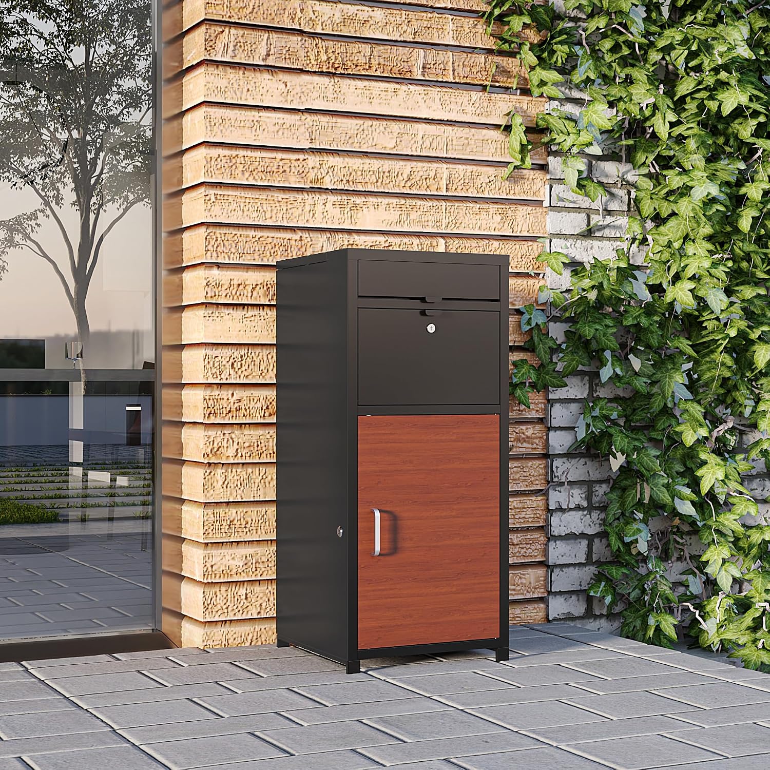 Package Delivery Box, 36.61 x 15.74 x 15.74 inches, Lockable Parcel Drop Box with Anti-Theft Design, Weather-Resistant Mail Storage for Porch (15.75" L*15.75" W*37.6" H)