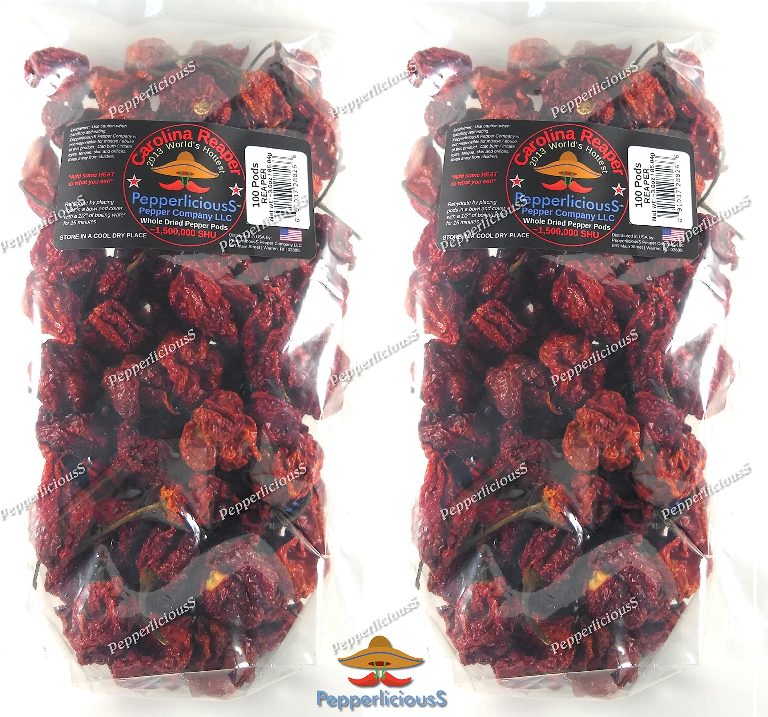 200 Whole Dried Carolina Reaper Chili Pepper Pods