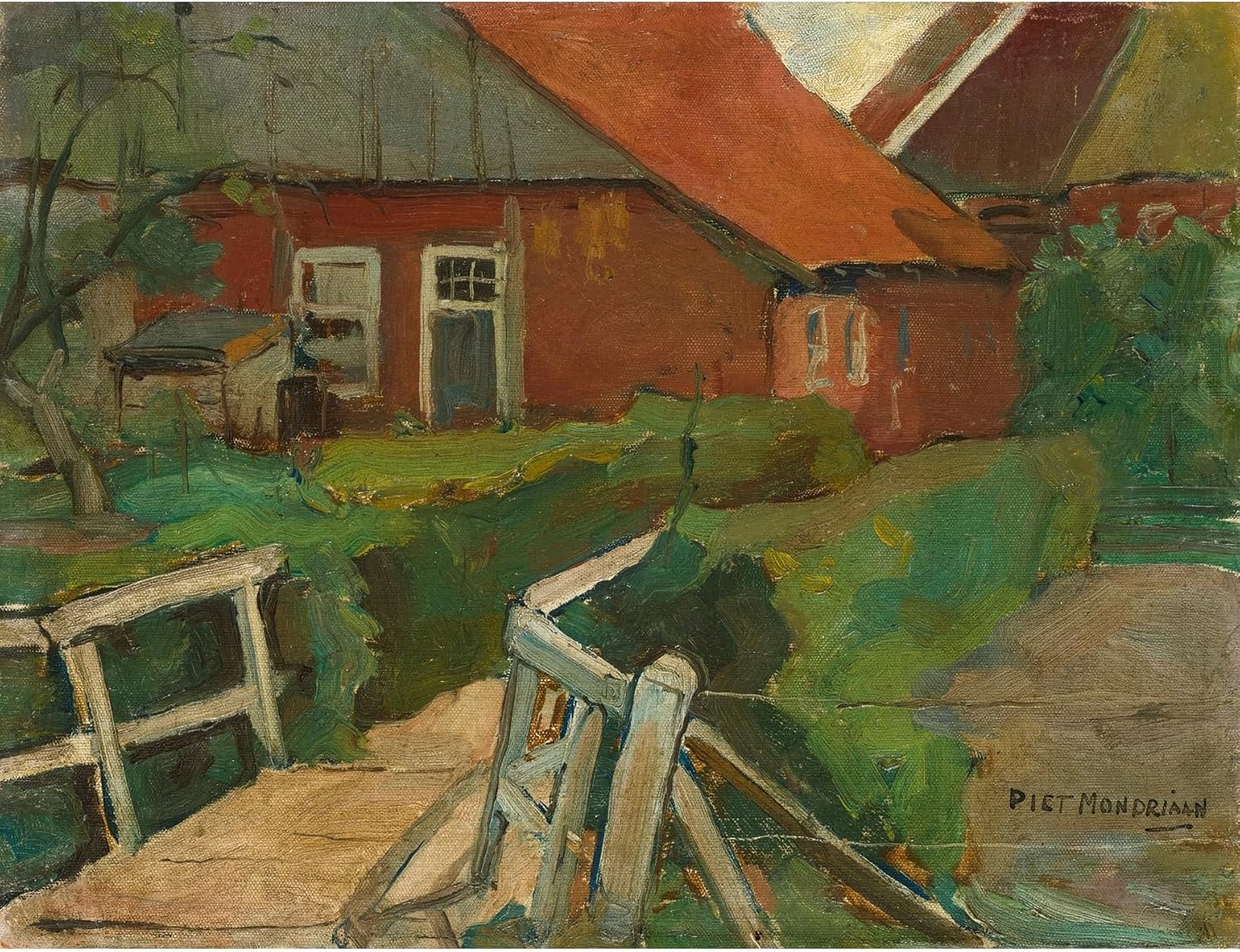ArtDirect Farm Building With Bridge (circa 1899) Unframed Art Print Giclee Poster by Piet Mondrian - Ready for Framing with Customization Sizes 10x8, 14x11, 20x15, 31x24, 47x36 and 60x46 inches