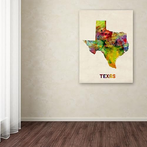 Miniatura 3 de Trademark Fine Art Mapa de Texas Matted - Arte enmarcado por Michael Tompsett en marco de madera, 11 x 14 pulgadas