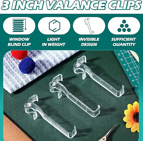 Miniatura 5 de Clips de cenefa de 3 pulgadas, clips de plástico transparente para cenefa oculta, cenefa oculta para cenefa horizontal (30)