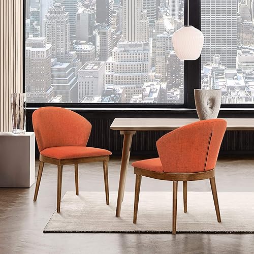 Miniatura 9 de Armen Living Juno - Juego de 2 sillas auxiliares de comedor de madera de tela, 19 pulgadas SH, carbón/negro