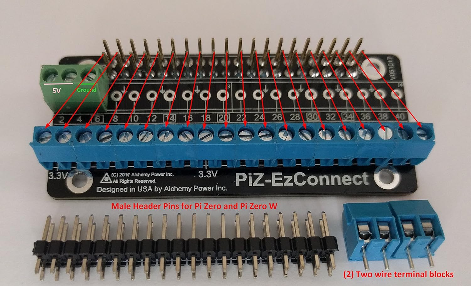 🔥 Flash Sale Alchemy Power Inc. Pi-Zero-EzConnect. Pi-Zero size GPIO connector. A HAT to connect GPIOs and sensors to Raspberry Pi Zero, Pi Zero W, Pi-3, or Pi-2.