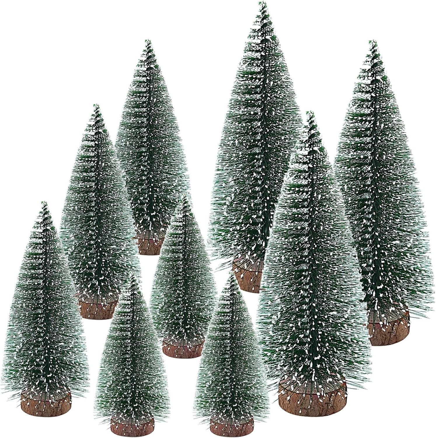 9 Pieces Mini Christmas Trees Christmas Winter Decorations Snowy Forest