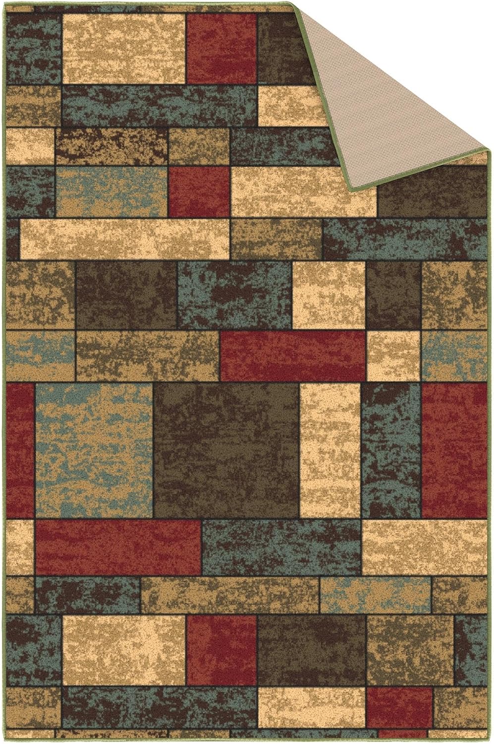 Ottomanson 3'3" x 5' Rugs for Living Room Boxes Area Rug for Bedroom - Non Slip Durable Large Floor Carpet for High Traffic Areas - Indoor Rug for Dining Room Kitchen Kids Playroom, Multicolor