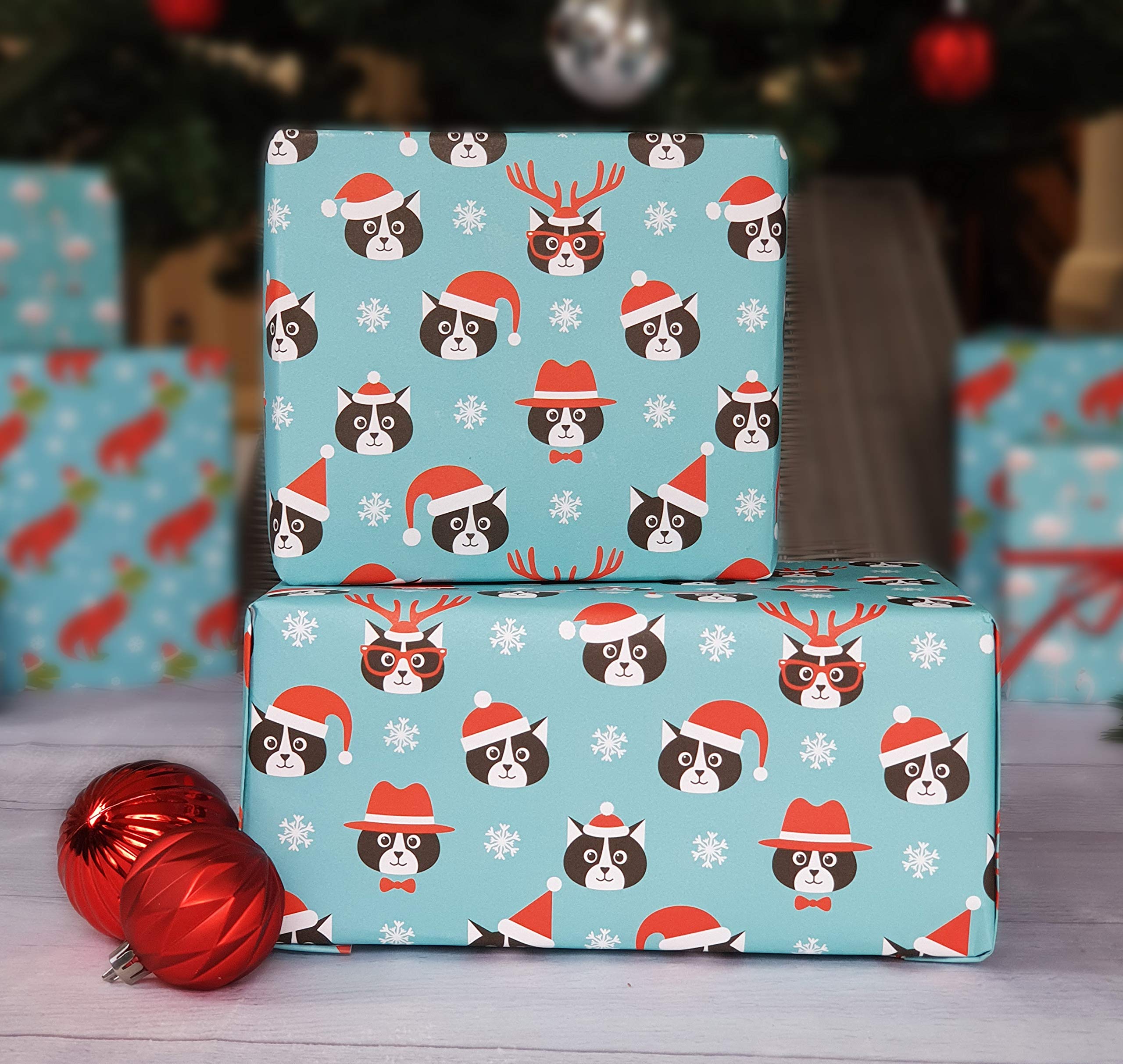 Lot De 12 Feuilles De Papier Cadeau Motif Chat, Chatons Mignons Et Empreintes De Pattes Pour Anniversaires, Fêtes Prénatales Et Amoureux Des Animaux – Motif Chaton Sur Le Thème Des Animaux Pour