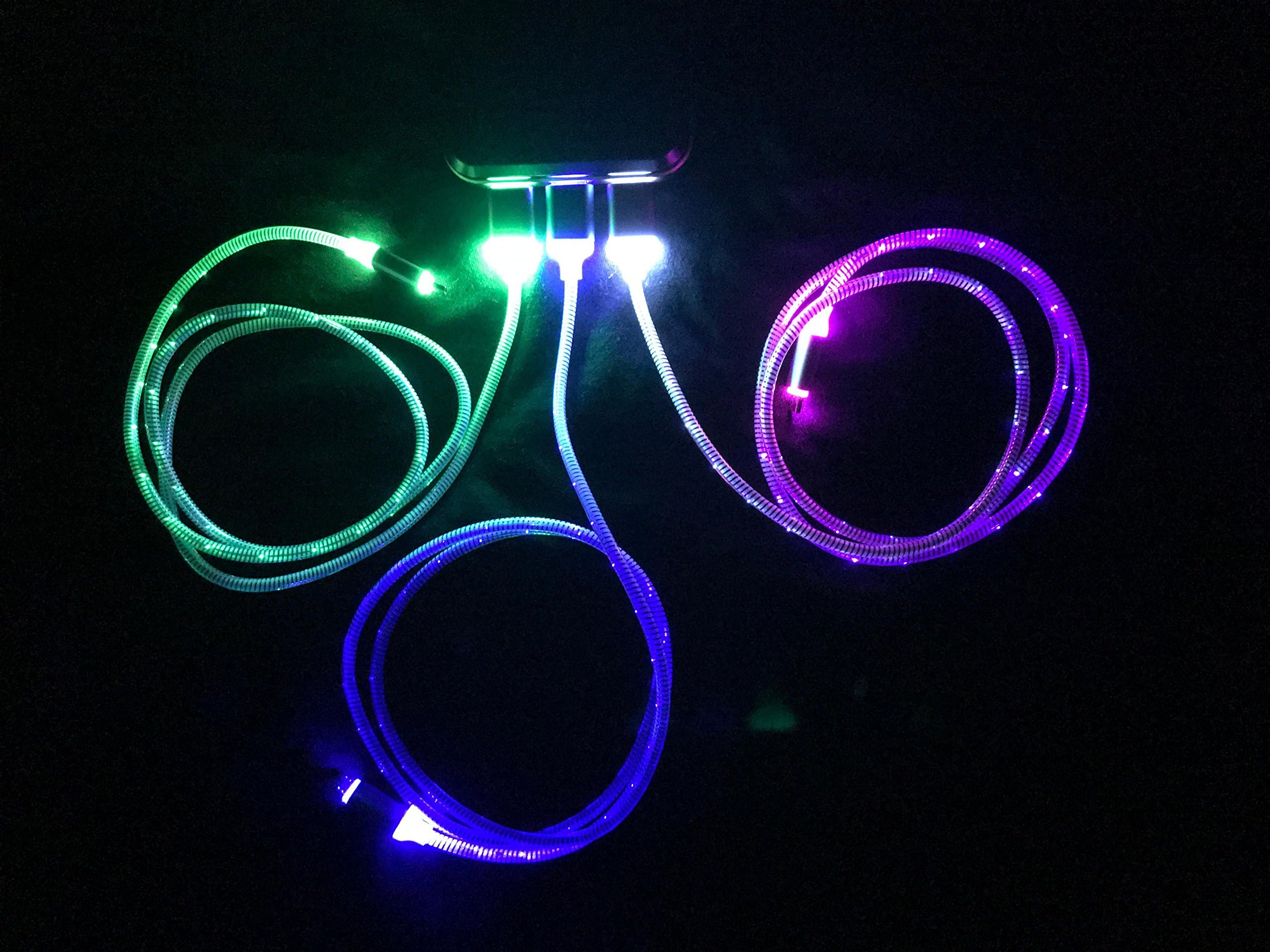 JJN 1m Glowing LED Micro USB Cable for Smart Phones, GoPros, Tablets, Cameras and More (Blue)