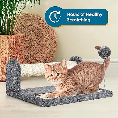 Miniatura 6 de PAWBEE Poste rascador para gatos y almohadilla para rascar  Poste para gatos de 145 pulgadas y tabla para rascar con juguete de pelota de juego