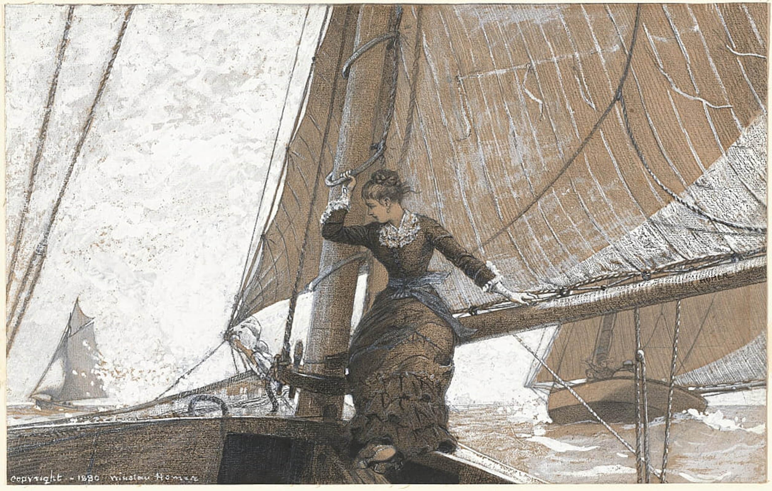 POSTERIIk Vintage Print Pop Art Landscape Artwork Yachting Girl by Winslow Homer Art Prints for Office Home Decor 60x90cm
