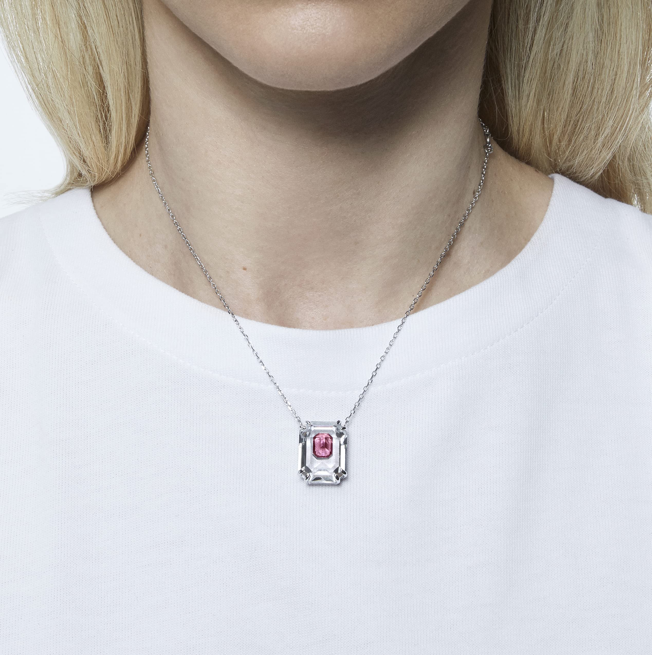 Swarovski Collana, orecchini e bracciale della Collezione Chroma di gioielli in cristallo, finitura rodio, finitura tono oro, cristallo rosa, cristalli trasparenti, taille unique, Metallo, Diamante