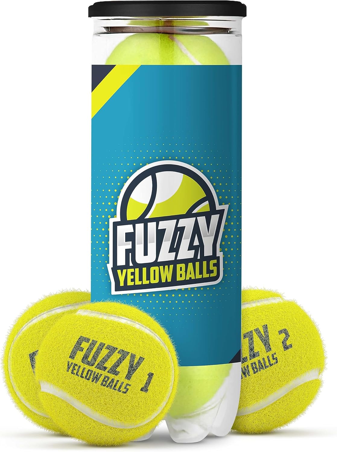 Tennis Balls by Fuzzy Yellow Balls w/ QR code for “Live