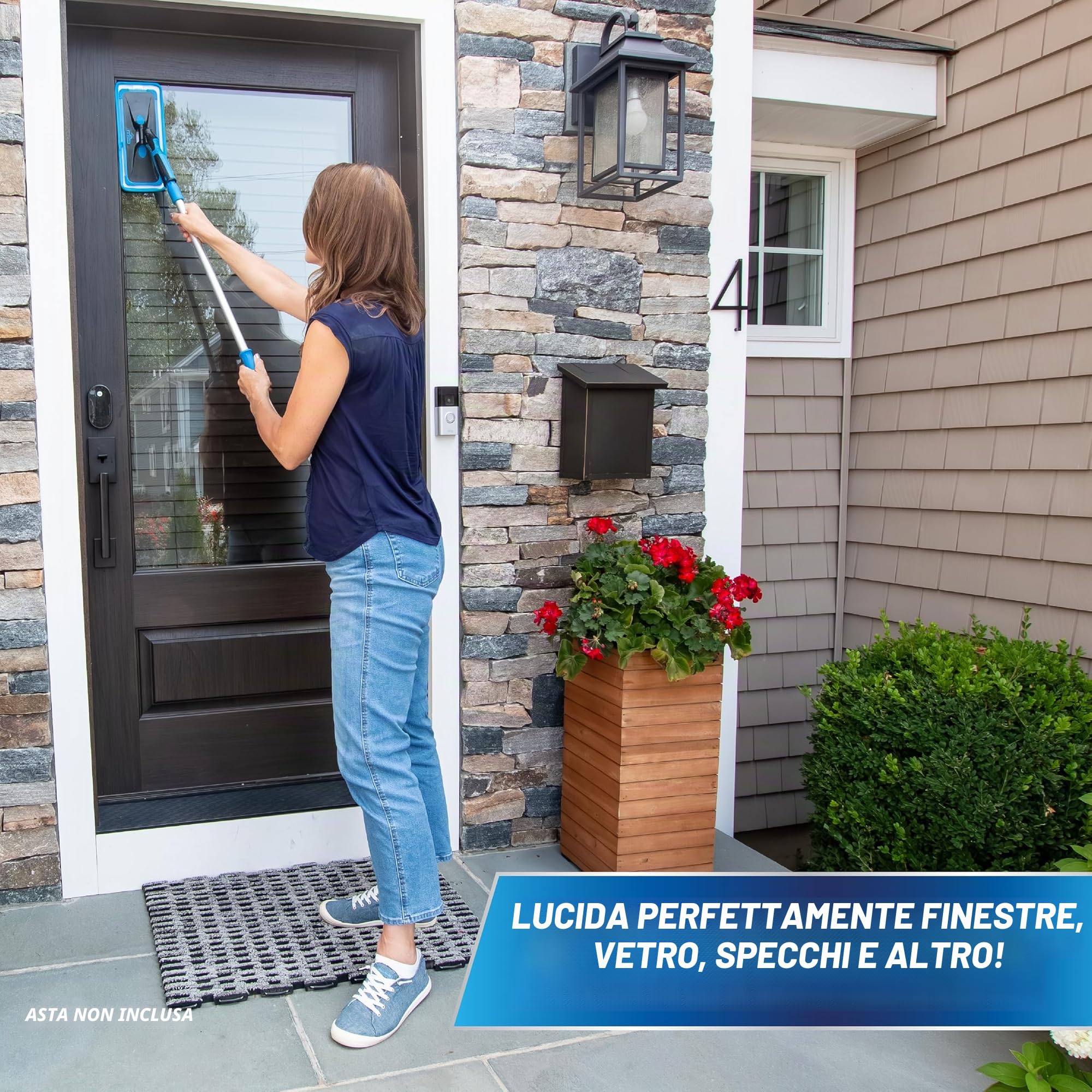 Unger ProClean - Pulitore per finestre per interni, strumento per la pulizia di finestre, vetri e specchi, risultati senza aloni, cuscinetti in microfibra riutilizzabili per la sostenibilità