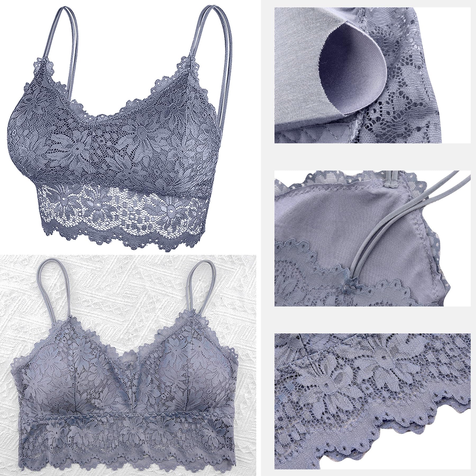 Duufin 5 Piezas Bralette Encaje Sujetador de Encaje Tipo Bralette para Mujer y Niña